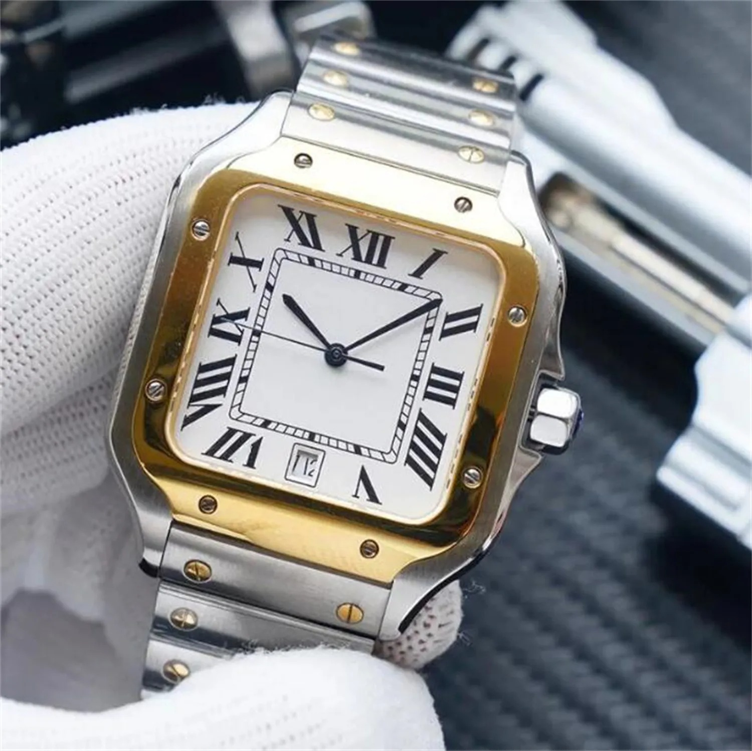 Top-grade AAA Watch Fashion Couple Watches Re loj HombreMen 39.8MM Women 35.1MM Square dial Mechanical Work Stable Waterproof Designer Wristwatches 0F77