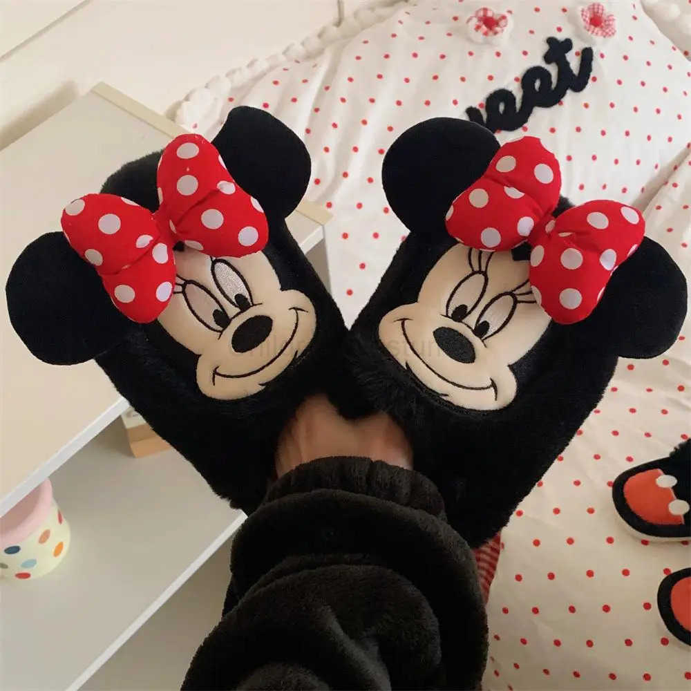 Disney 2025 Anime Mickey Minnie Cotton Couple Slippers Cartoon Men Women Winter Home Shoes Cute AntiSlip Indoor Warm Shoes H251022