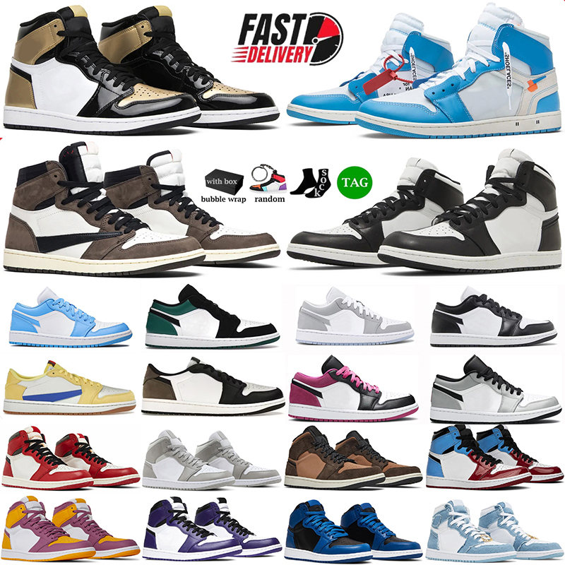 With Box High Low Sneakers 1s Basketball Shoes For Men Women Designer Trainers University Blue Leather Hyper Royal Grey Chicago Red Dark Outdoor Designer Trainers