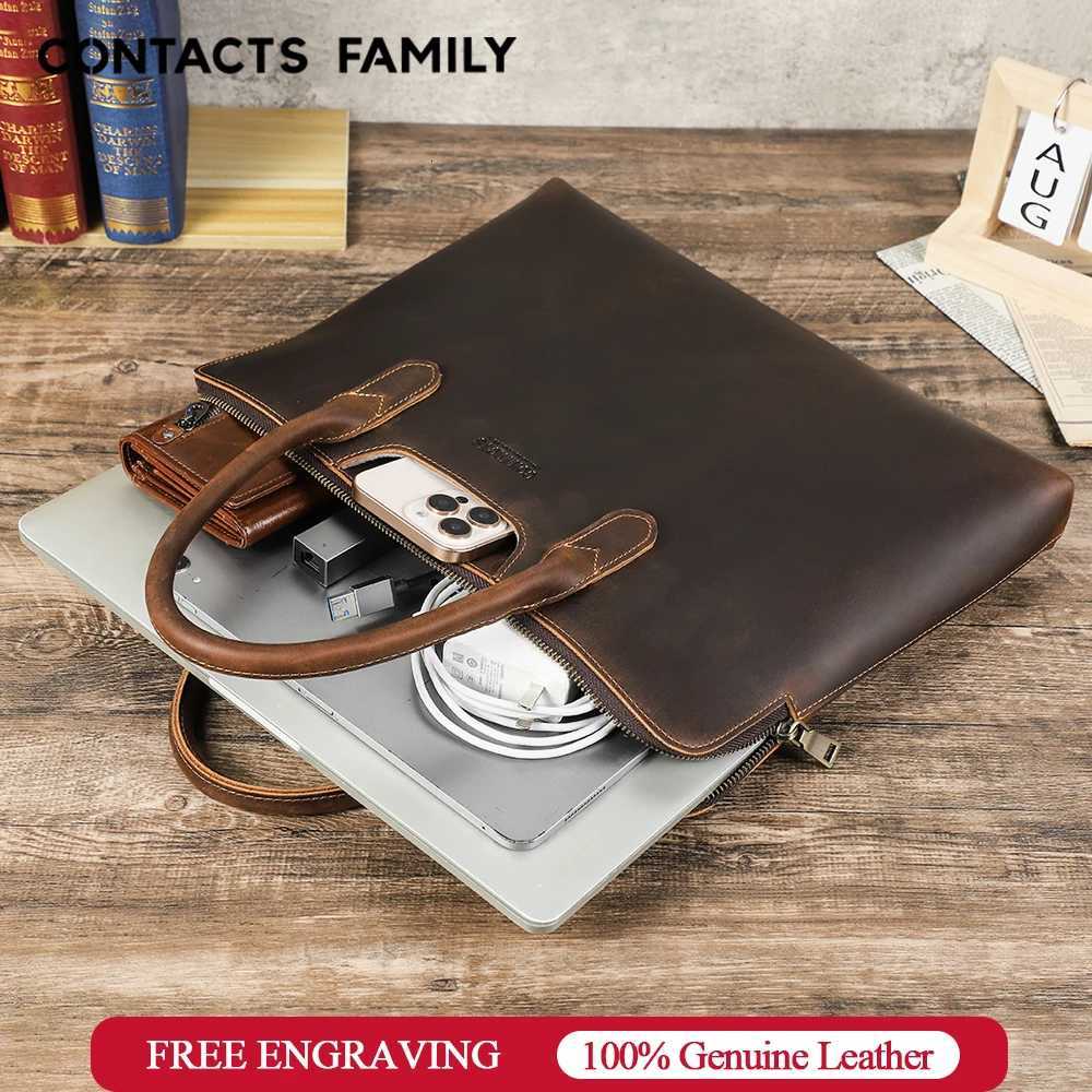 Luxury Genuine Leather Men Briefcase Business Bag Portfolio Laptop Handbag Messenger Bag Male Document Office Bag W251022