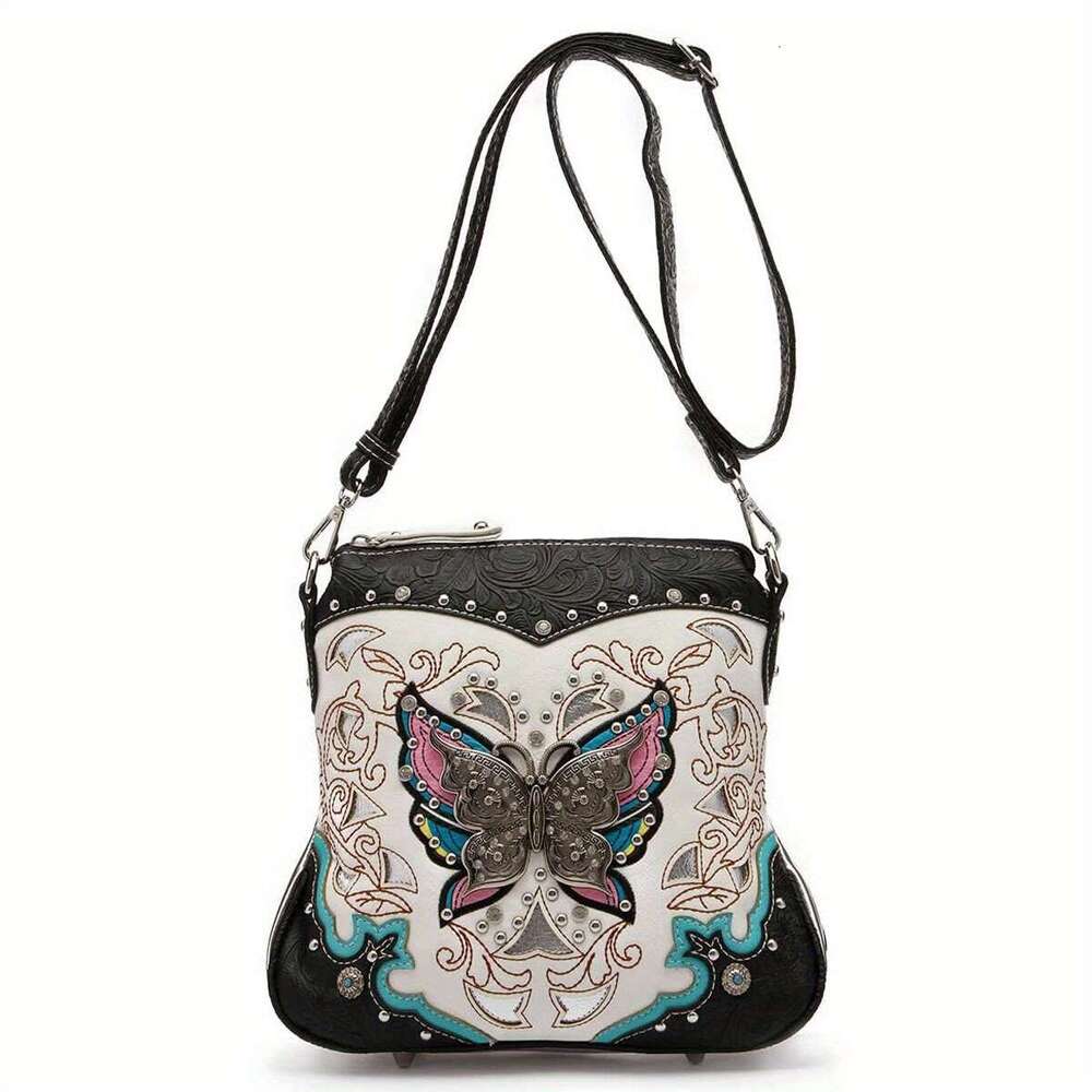 Modern Ladies' Butterfly Flower Women's Crossbody Bag, Equipped With Adjustable Shoulder Straps And Mini Wallet Set, Suitable For Daily Comm