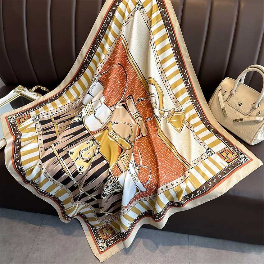 9090cm Square Shawls Wraps Floral Print Neck Scarf For Women Silk Satin Neck Scarfs Ladies Bandana Foulard Head Scarves Female J251129