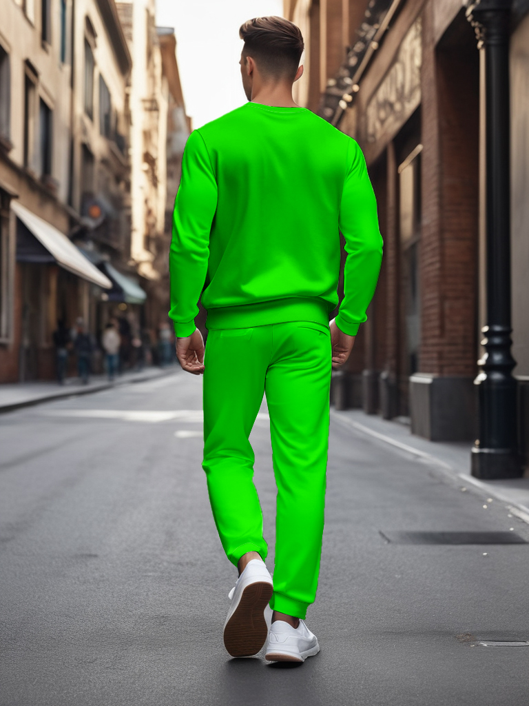 Men's Knitted Cotton Blend Long Sleeve Sweatshirt Brown round Neck Ankle-Length Casual T-Shirt Comfortable Outdoor Wear - YLWY00147