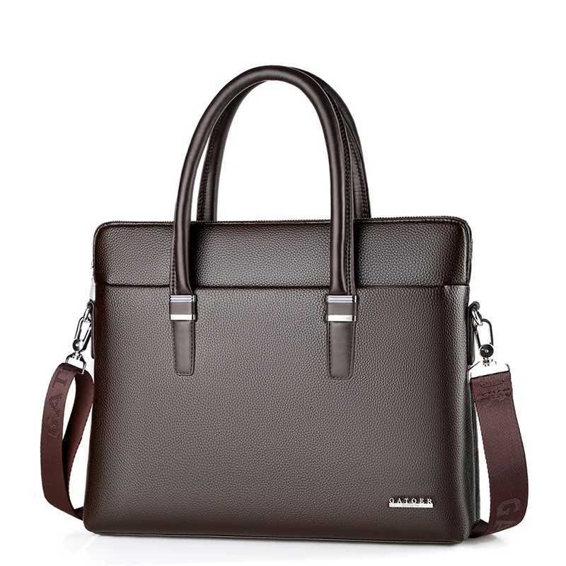 Mens PU leather handbag large capacity business laptop briefcase commuter crossbody bag high quality shoulder computer bag W251022