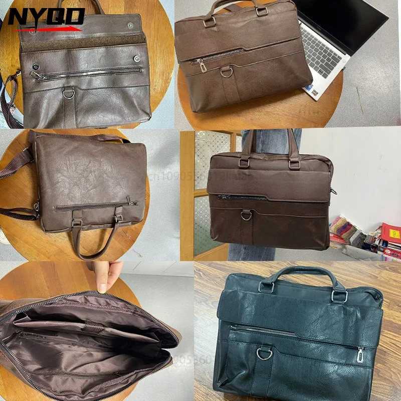 High Quality Business PU Leather Shoulder Messenger Bags Men 14 Inch Laptop Bag Men Briefcase Bag Office Handbag W251022