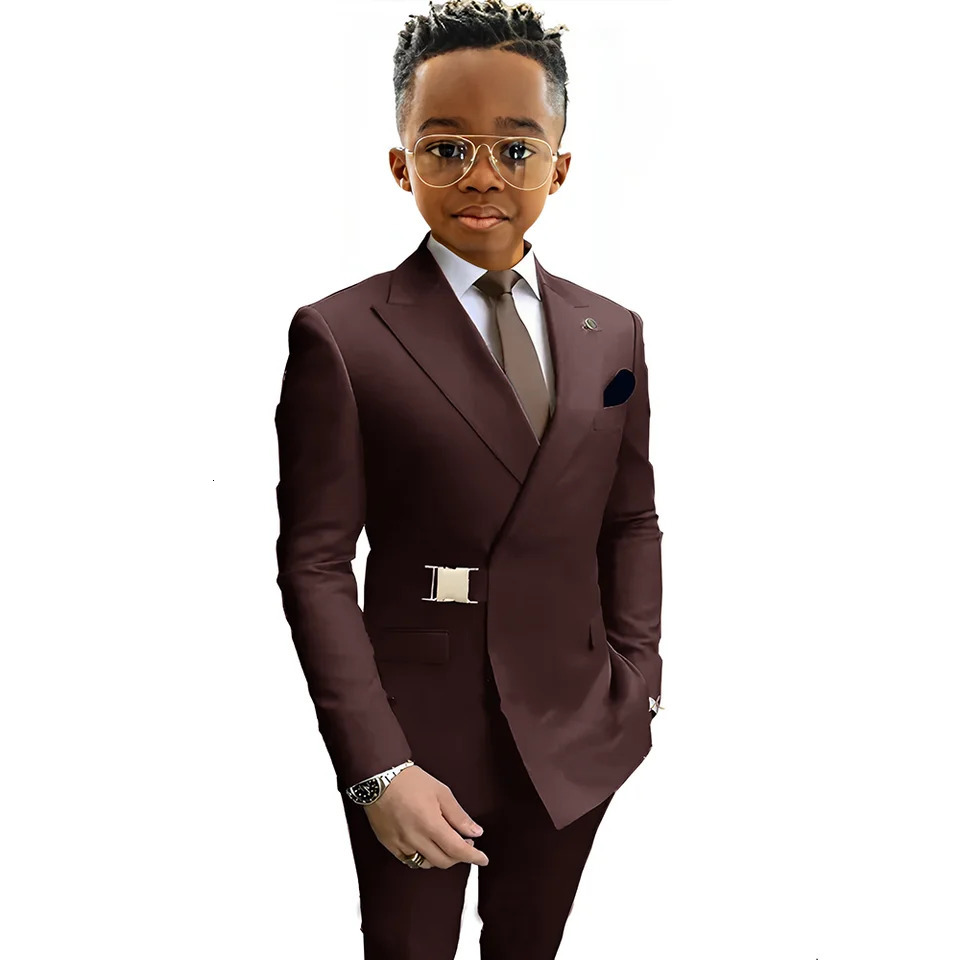 Boy Suits Wedding Kids Tuxedos 2 Pieces Formal Blazer Peaked Lapel Double Breasted Prom Suits JacketPants 251021