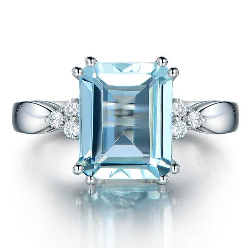 925 Sterling Silver Fashion Aquamarine Gemstone Ring For Women Wedding Party Jewelry Gifts WholesaleL251022