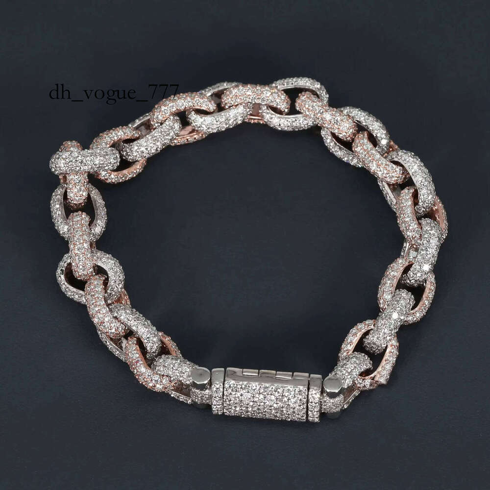 Luxurious Sier Cuban Chain Round Cut Electroplated Silicon Bracelet & Bangle
