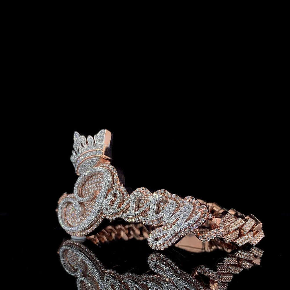 Trendy Name "Joey" Cuban Chain S Rose Gold and Sier Two-tone Silicone Stone Bracelet