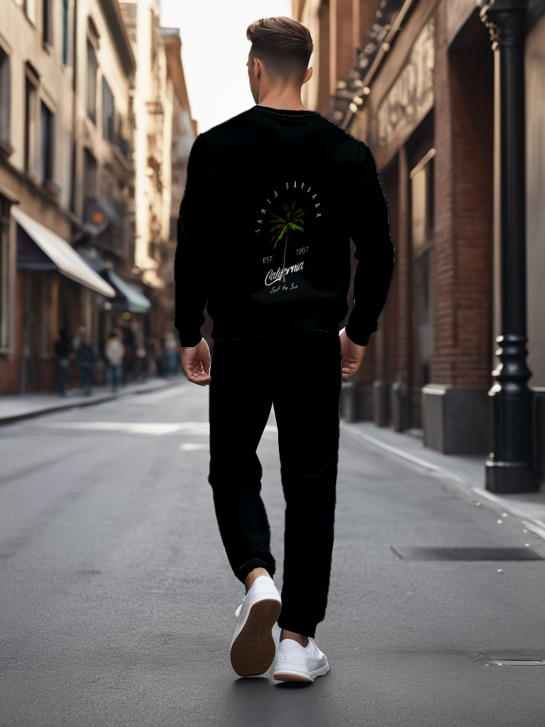 Men's Ankle-Length Knitted Cotton Blend Sweatshirt Brown Long Sleeve Round Neck Casual T-Shirt Comfortable Outdoor Wear - YLWY00115