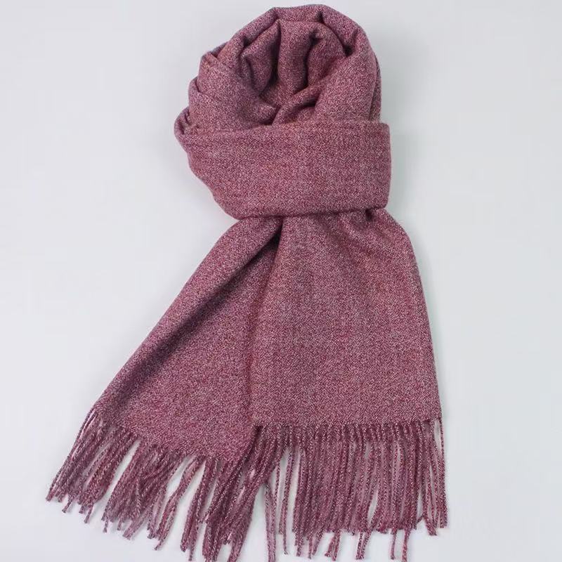 T2110 Winter warm cashmere scarf ladies fashion solid color tassel shawl thickened and lengthened versatile scarf female