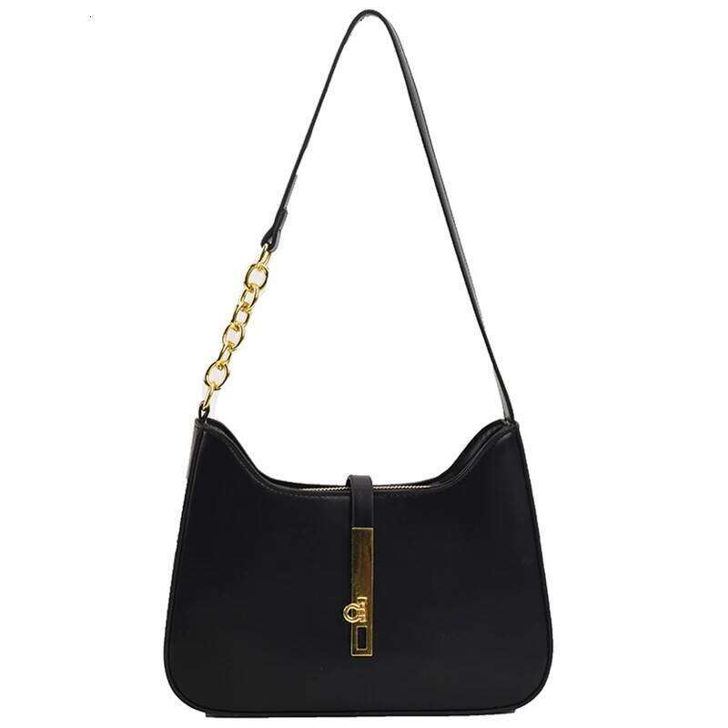 Elegant PU Underarm Bags For Women New Chic Lock Desigan Versatile Commute Chain One Shoulder Bag Simple All-matched Handbag
