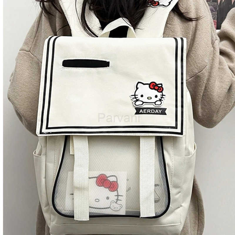Sanrio New Hello Kitty Middle School Student Backpack Versatile Casual Double Shoulder Bag Large Capacity Fashionable Backpack L251022
