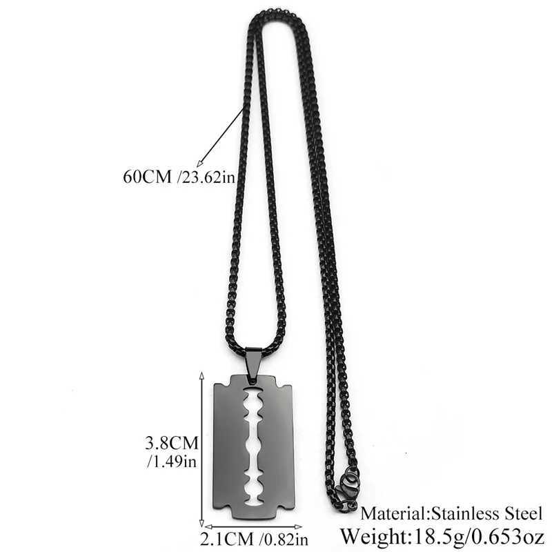 Gothic Blade Razor Pendant Necklaces Men Stainless Steel Black Goth Male Chain Necklace Grunge y2k emo Jewelry collier homme V251022