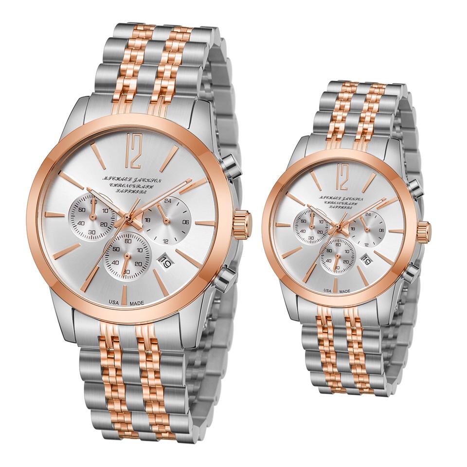 MJ Watches for Lovers Luxury Stainless Steel Dress Watch Easy to Read Big Face Chronograph Casual Analog Roman Numerals Reloj para Hombre