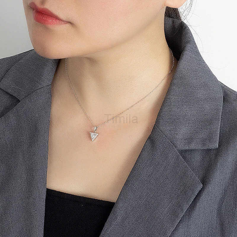 PERFANY 051CT Triangular Moissanite Necklace for Women S925 Pure Silver Laboratory Diamond Pendant Fashion Jewelry Party Gift U251022