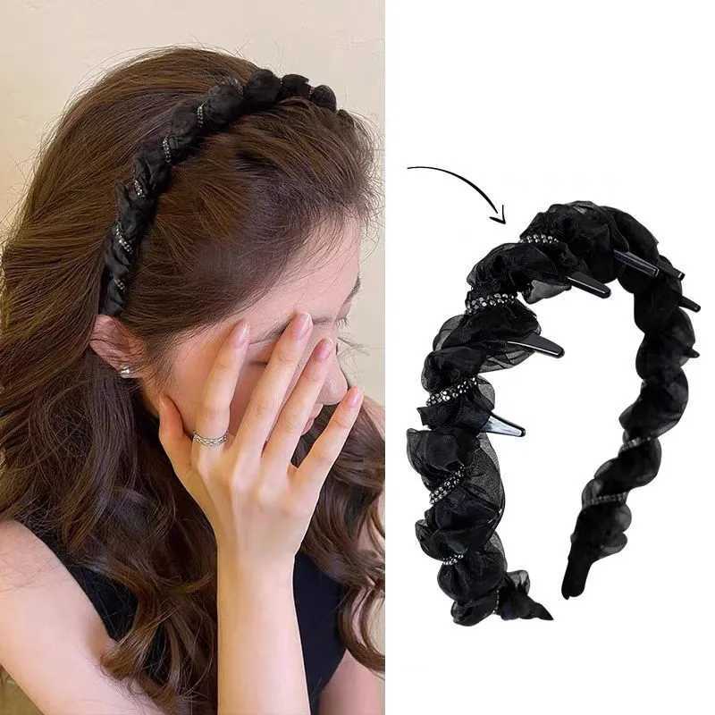 Elegant Temperament Mesh Rhinestone Headband for Woman Nonslip Sawtooth Hair Band Fashion Girl Face Washing Headband V251022