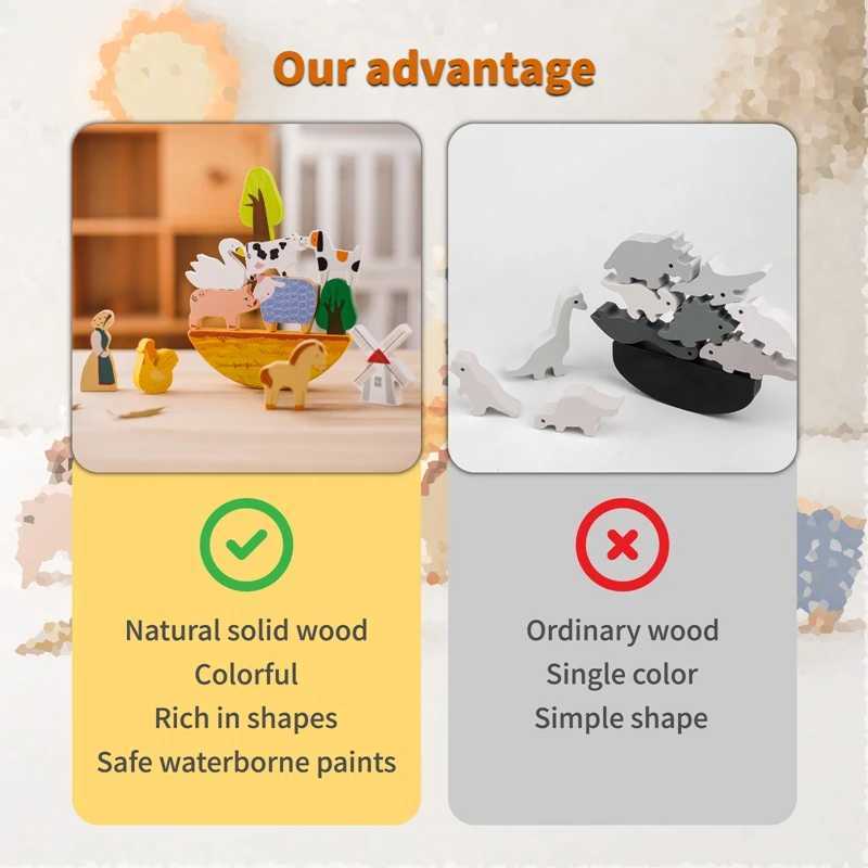 Baby Wooden Stacking Toys Building Blocks Balance Game Farm Colored Blocks Educational Puzzle Toys Montessori Toys For Kids Gift J251022