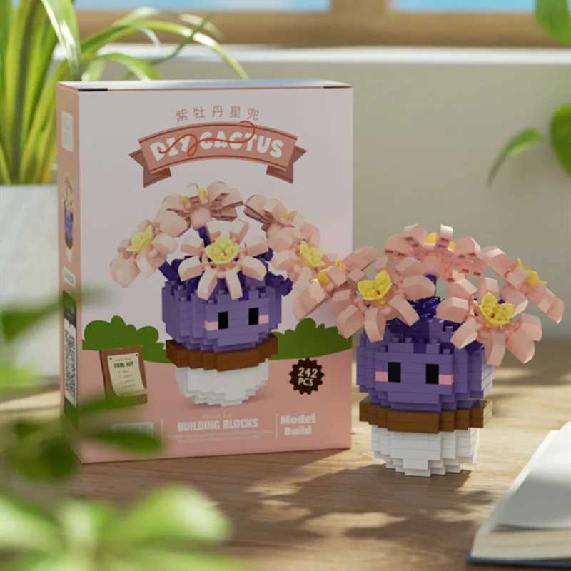 New Product Simulation Succulents Cactus Building Blocks Flowers DIY Educational Assembling Toys Potted Plant Decorations J251022