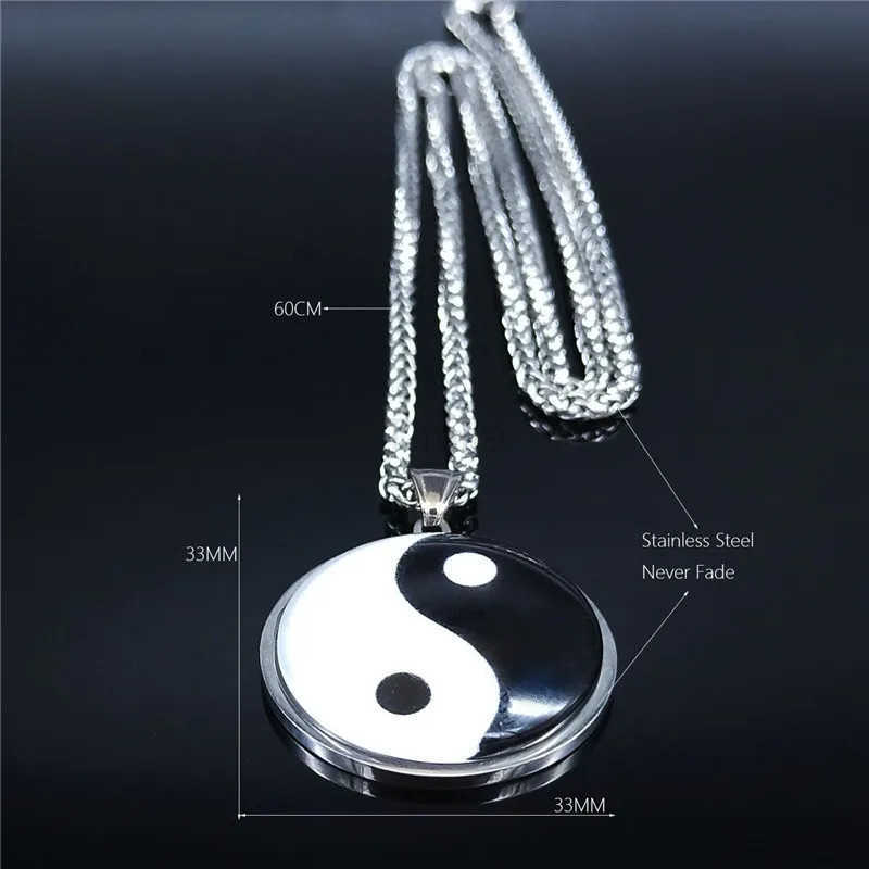 2024 Yin Yang Gossip Stainless Steel Chain Necklace WomenMen Silver Color Statement Necklaces Jewelry cadenas mujer BL20S03 U251022