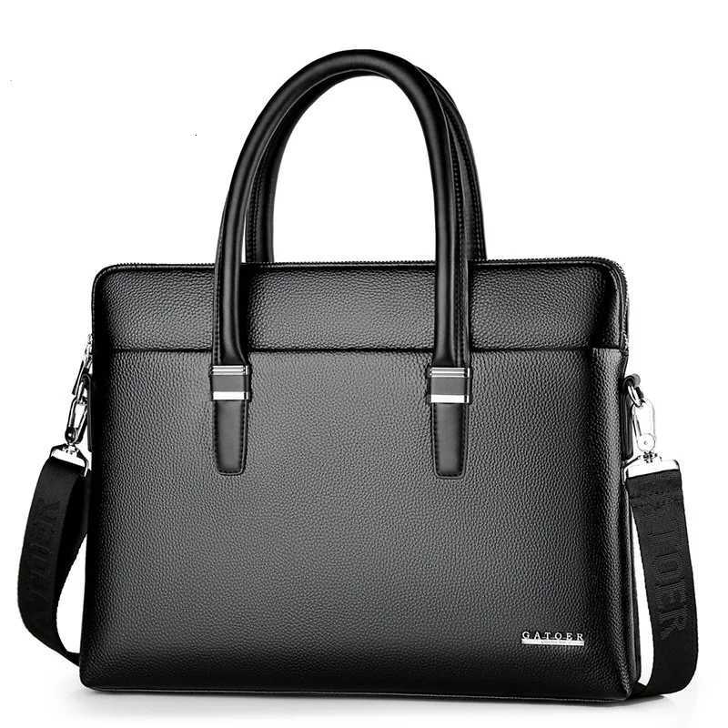 Mens PU leather handbag large capacity business laptop briefcase commuter crossbody bag high quality shoulder computer bag W251022