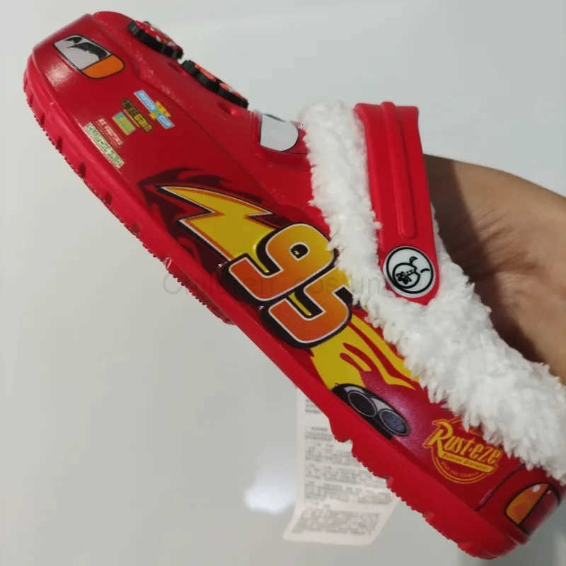 Disney 2025 New Winter Lightning Mcqueen Eva FleeceLined Punchy Shoes Warm Cotton Slippers MenS Plush Slippers Christmas Gift H251022