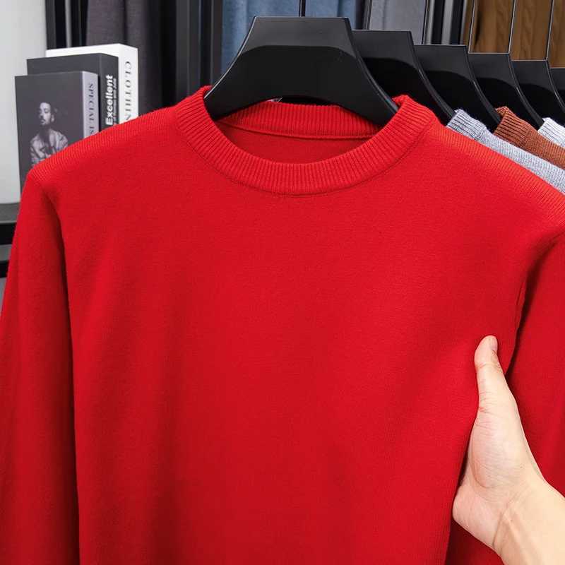 2025 AutumnWinter Thick Sweater Mens Round Neck Knitted Wool Sweater Warm and Versatile Casual Knitted Bottom Sweater MensXJ251022