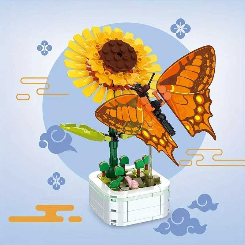 Insect Flower Building Blocks Creative Insect Succulent Bouquet Ornament Interior Decoration Children Adult DIY Assemble Toys J251022