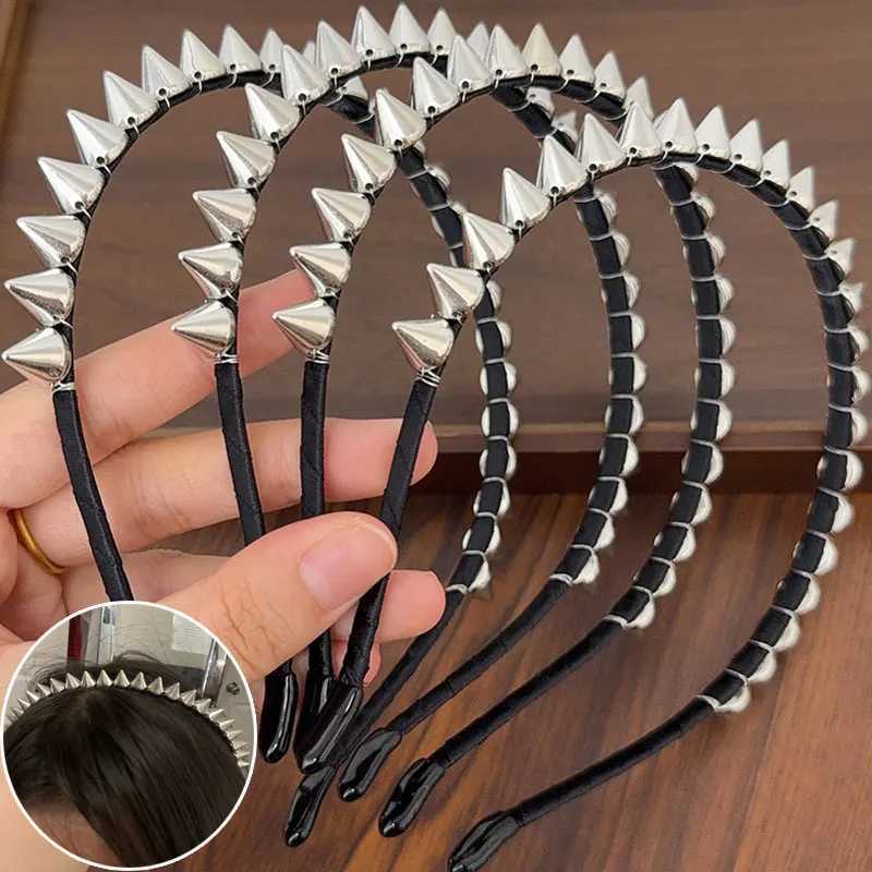 Y2K Punk Rivet Rock Headband Spike HairbandBlack Rock Hair Hoop Headwear Gothic Hair Clip for Halloween Party Head Bands V251022