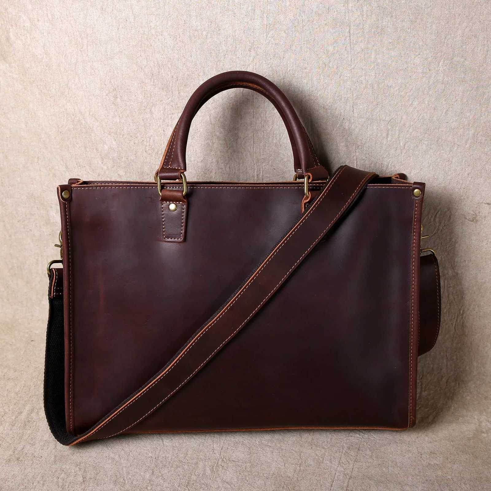 Original UltraSimple High Quality Mens Leather Document Baotou Layer Cowhide Computer Bag Business Trip Office Handbag W251022