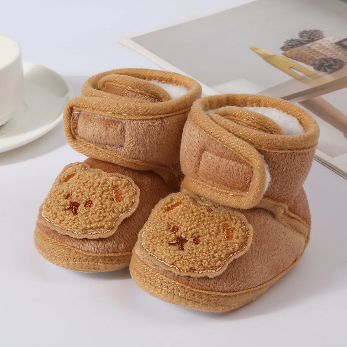 Cute Bear Baby Shoes Cartoon Soft Soled Snow Boots for Infant Boy Girl Autumn Winter Warm Thicken Plush Kids First Walkers 018M 251022