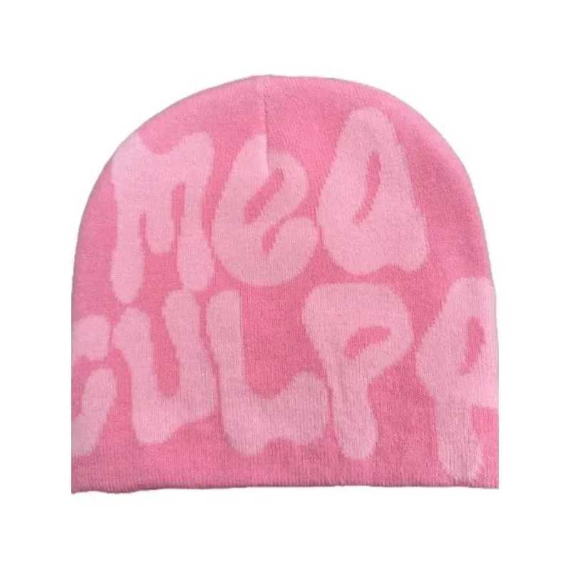 MEA CULPA Korean version fashion versatile autumn and winter hip hop European and American trend letter jacquard knit hat J251022