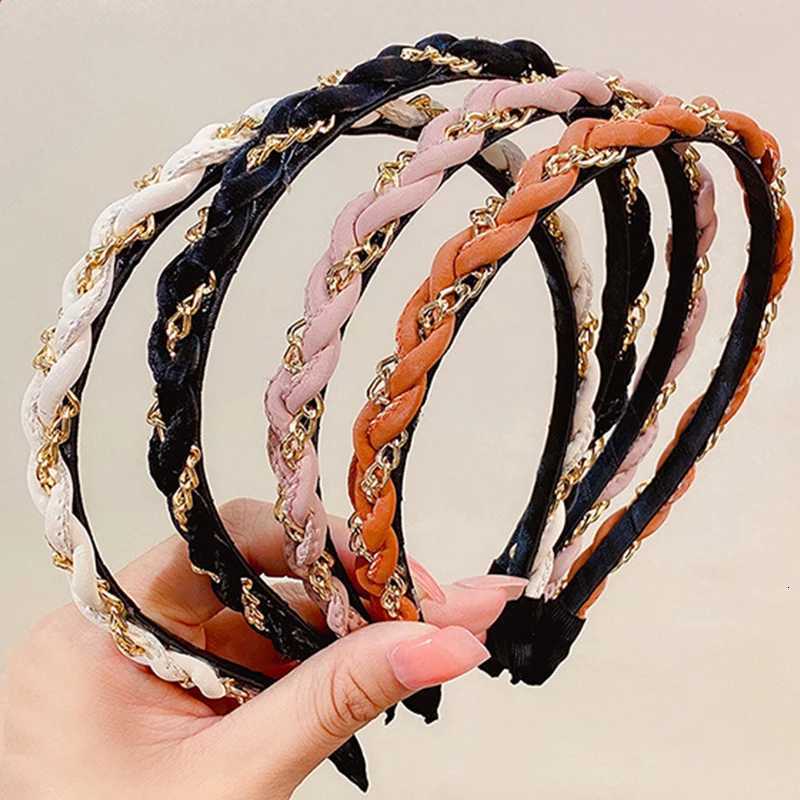 New Women Chain Hair Hoop Twined Exquisite Hairbands Lady Temperament Thin Edge Hair Decorate Headband Fashion Hair Accessories V251022