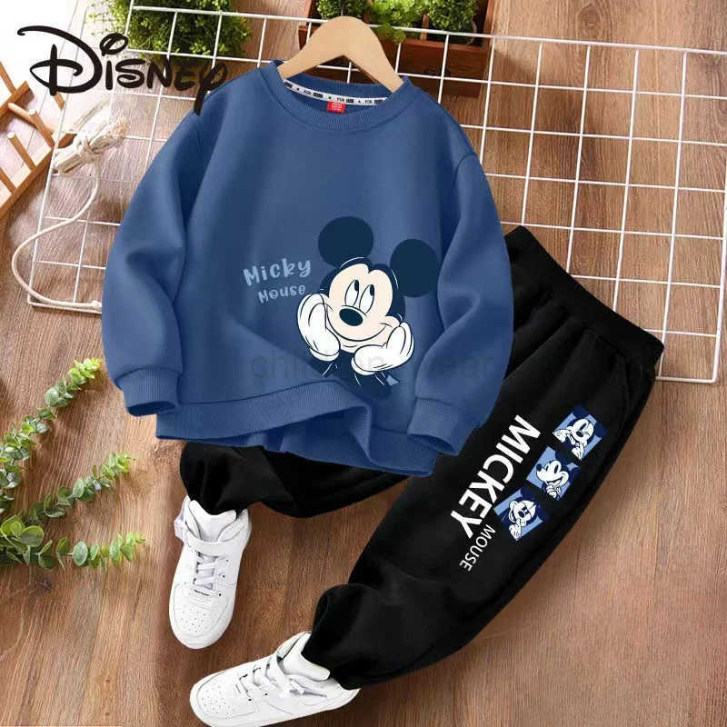 Disney Autumn Baby Girl Boy Clothes Set Children Mickey Printing Sweatshirt Top and Pants Bottom Two Piece Suit Cotton Tracksuit H2510221