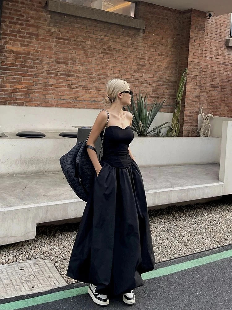 Deeptown Korean Style Casual Long Skirt for Women Vintage Grunge High Waist Maxi Skirts Loose Fashion Streetwear Aline Skirt 251022