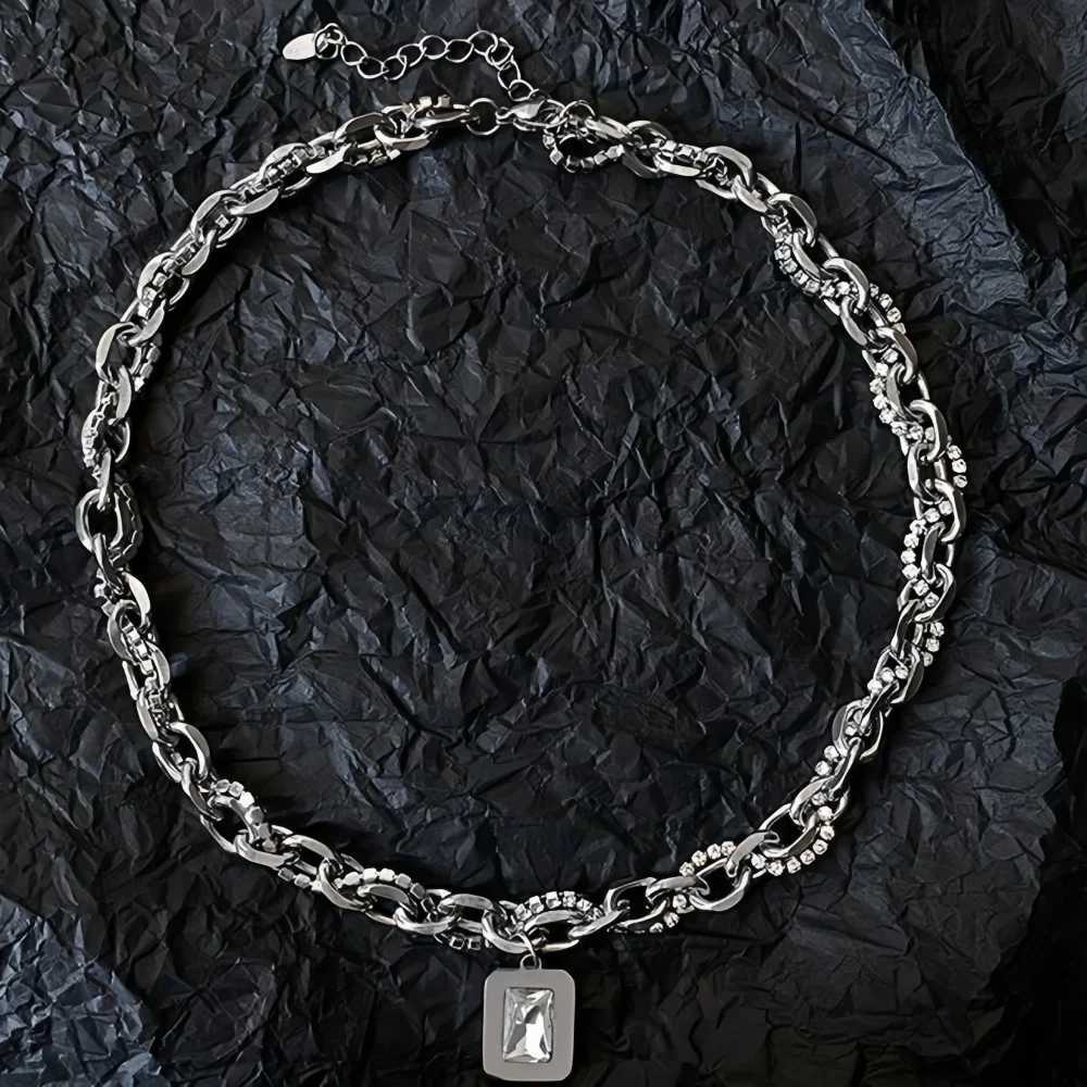 Hip Hop Imitation Sunglasses Men Choker Retro Silver Color Cuban Chain Necklace Fashion Design Jewelry Trendy Accessories V251022