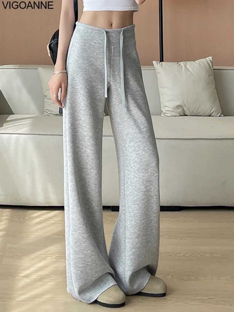 VigoAnne 2025 Female Casual High Waist Wide Leg Pants Autumn Women Gray Sport Loose Pants Ladies Gym Running Long Baggy TrousersT251022