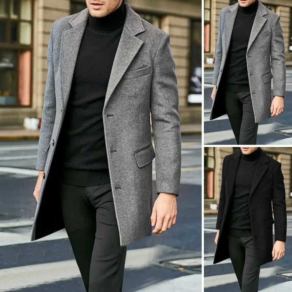British style longsleeved woolen coat autumn and winter mens trendy Casual Business Jackets Man Warm Coat Outerwear 251017