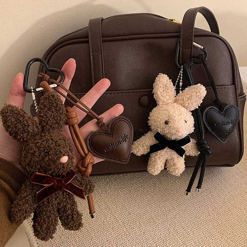 Kawaii Plush Rabbit Keychain Y2K Cute Sweet Bunny Stuffed Keyring Backpack Pendant Bag Hanging Decoration For Girls Gift J251121