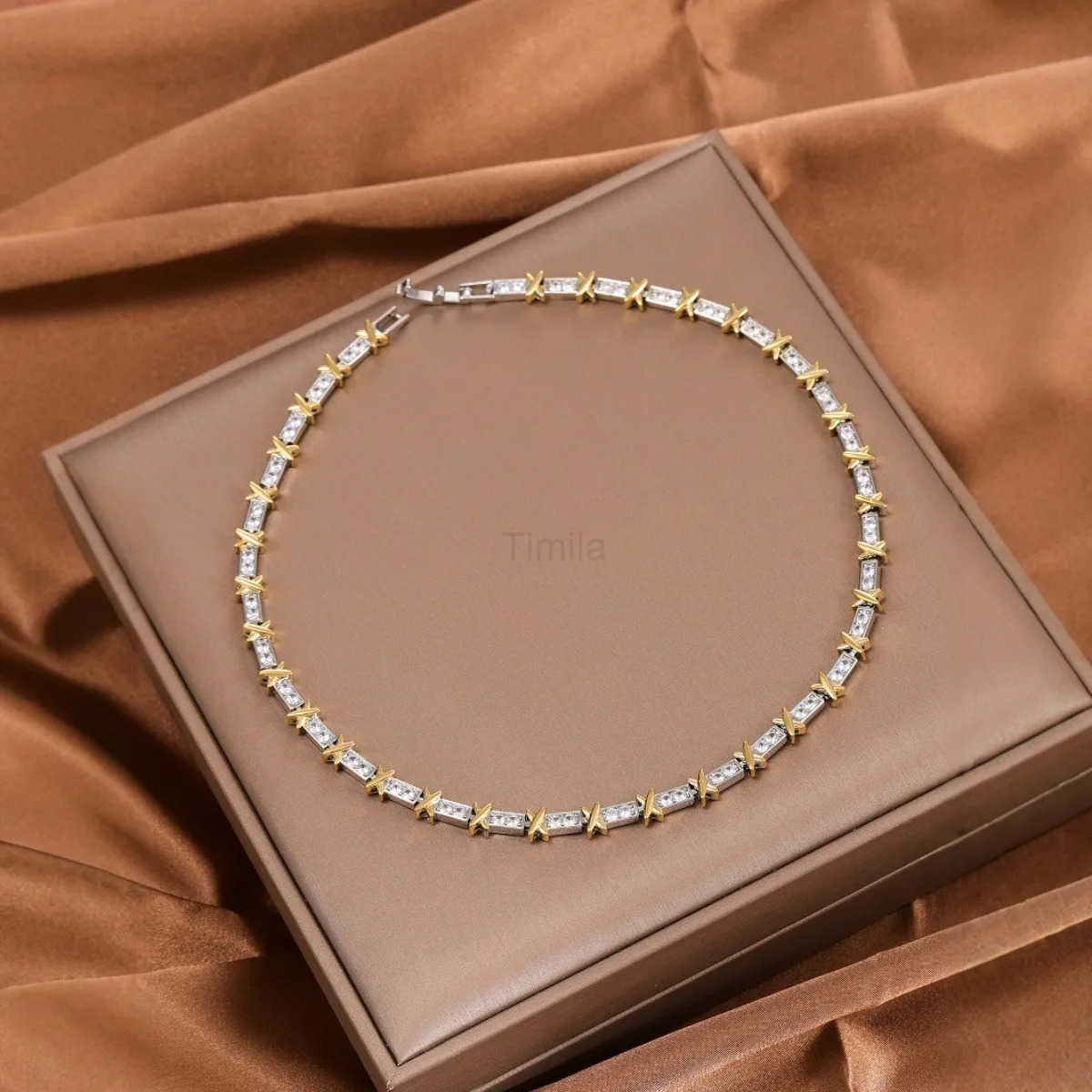 1Pc Womens Copper Inlaid Zircon HighEnd Luxury Necklace HighEnd Fashion Simple Series Suitable For Banquets And Parties U251022