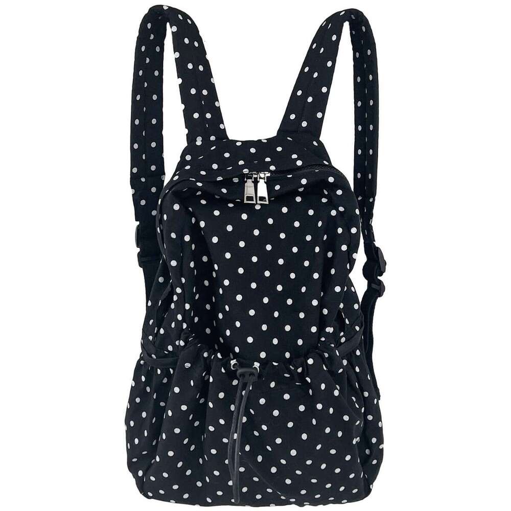 New INS Lightweight Artistic Polka Dot Backpack For Girls Campus Style Drawstring Wrinkled Casual School Bag B5