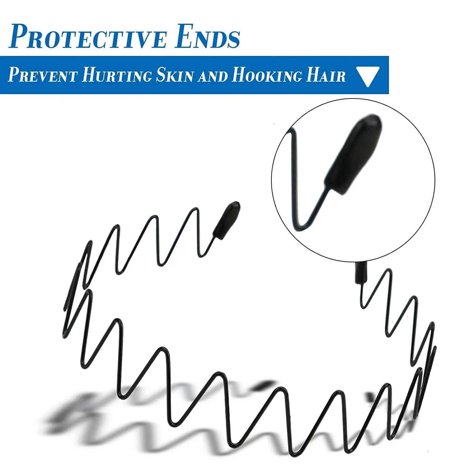 Unisex Black Elastic Non Slip Simple Metal Headbands For Men Women Wavy Hairband Spring Hair Hoop Fashion Hair Accessories V251022