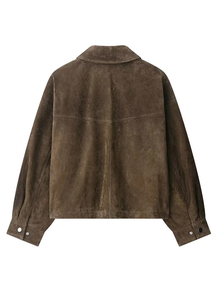 Vintage Thicken Suede Jackets Women Lapel Zipper Long Sleeves Pockets Coats Female Autumn Winter Chic Casual Warm Outwears 251020