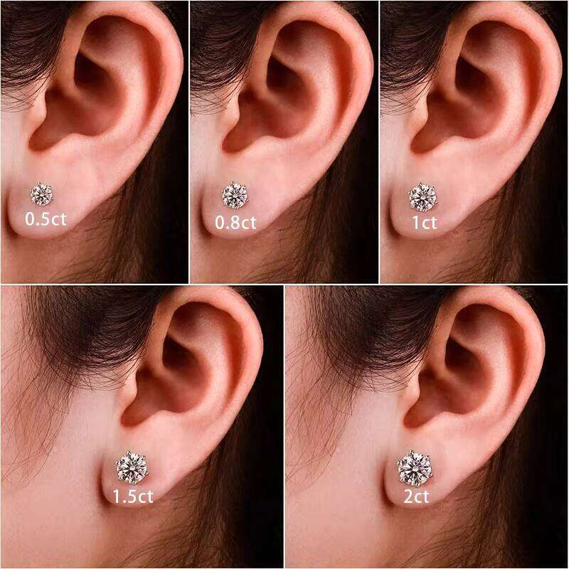 Starsgem 6 Prong 14k 2ct 8mm Round Cut Basket Setting Zirconia Stud Earrings