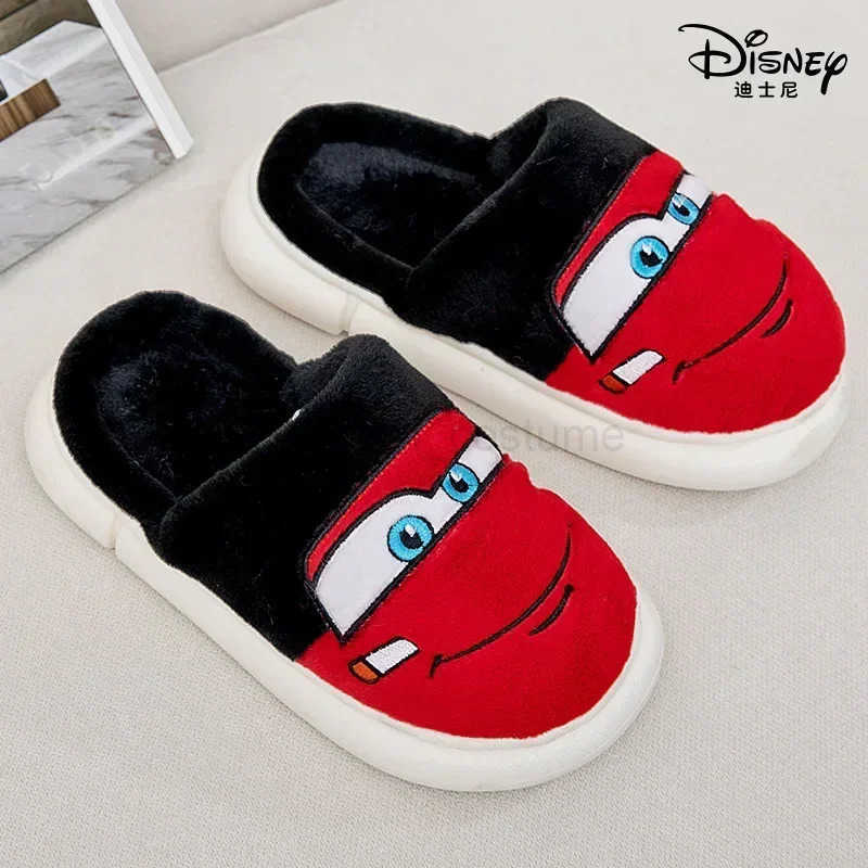 Disney New Autumn Winter Boys Girls Baby Cotton Slippers Cartoon McQueen Cars Print Kids Soft Anti Slip Warm Indoor Home Shoes H251022