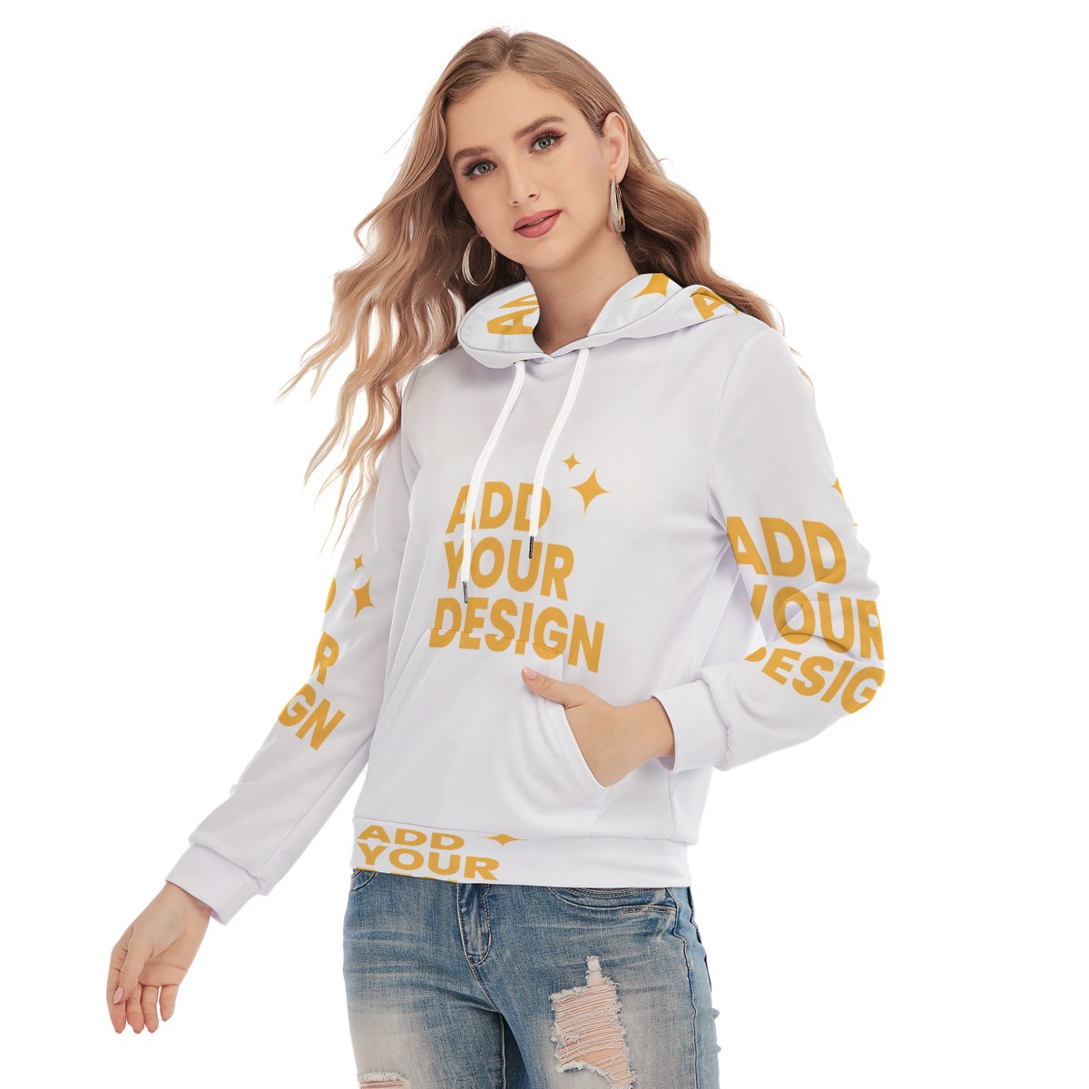 DHgatepod Women's Slim Fit Pullover Hoodie - All-Over Print Soft Scuba Fabric with Adjustable Hood