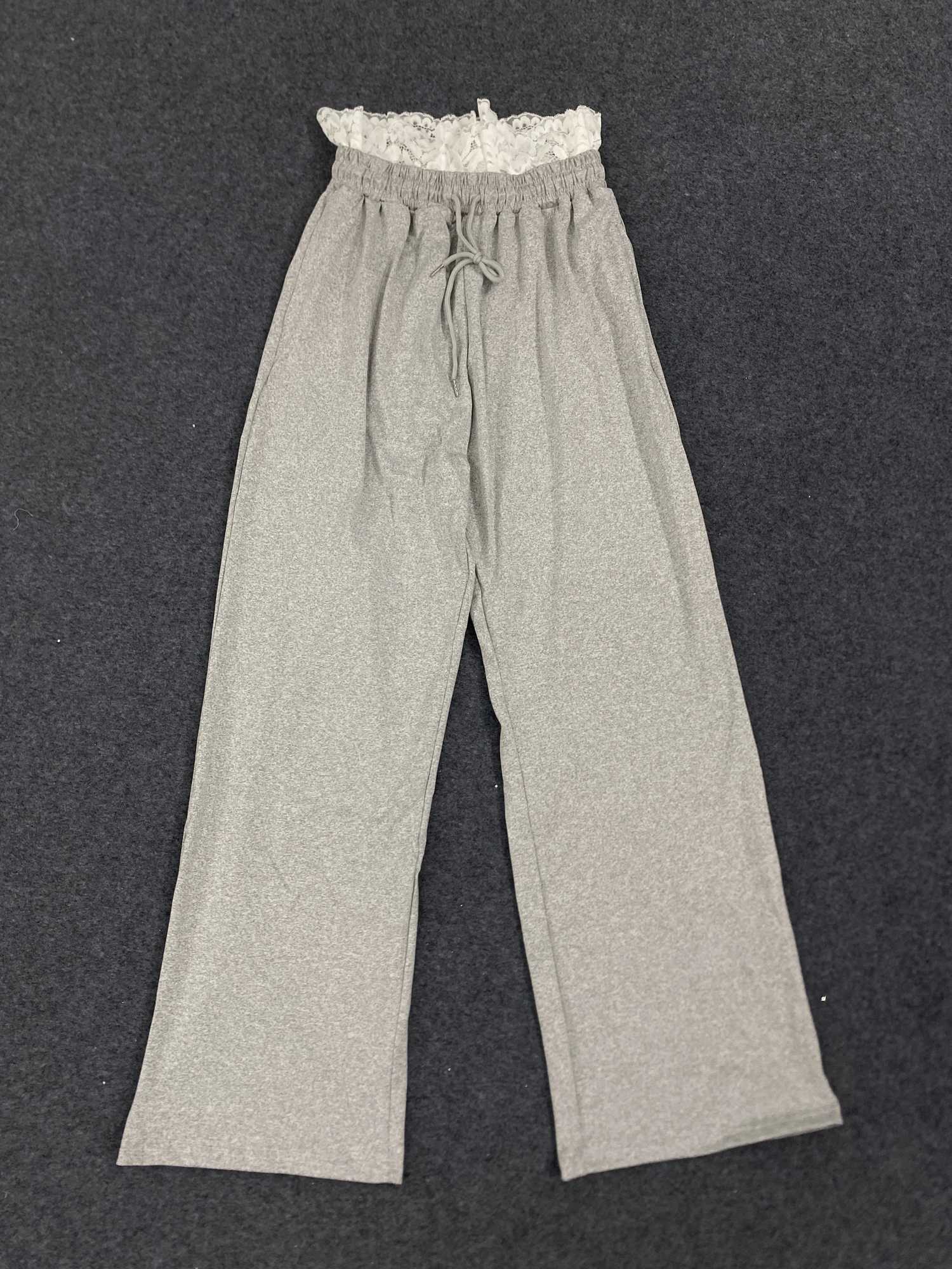 Autumn and Winter New Korean Style Y2K Womens Pants Simple Versatile Casual Lace Edge Pure Desire Style Pure and SexyT251022