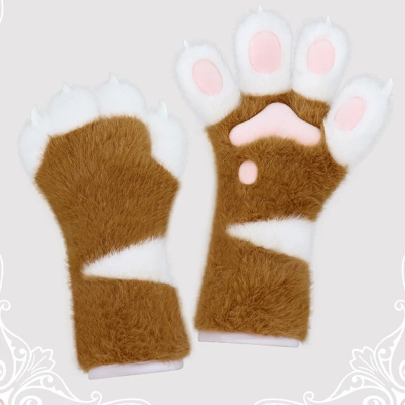 E15F Cats Paws Gloves with Claw Animal Paws Gloves Therians Paws Fursuit Halloween Cosplay Costume Accessories Therians Gear 251021