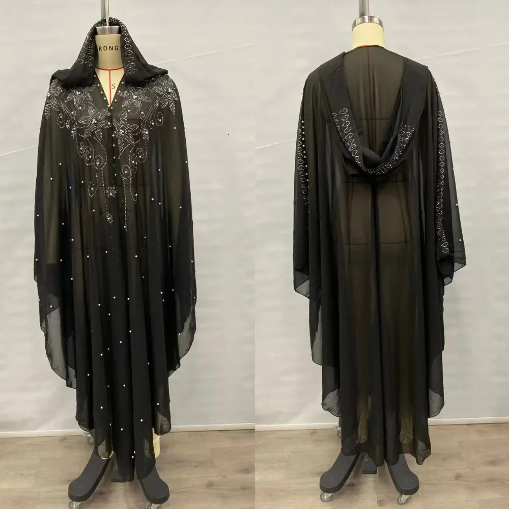 Thin Hooded Cloak Women Clothing Cape Dress Fashion Clothes Vintage Streetwear Ponchos Coats Jackets Bling Diamond Party 251016
