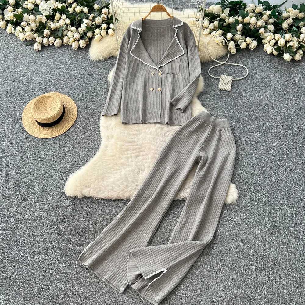 Pants Set Women Two Piece Sets Hooded Matching Sets Sweatshirts Long Pants High Waist Knitted Splice Y2k Casual Jogger 2025T251022